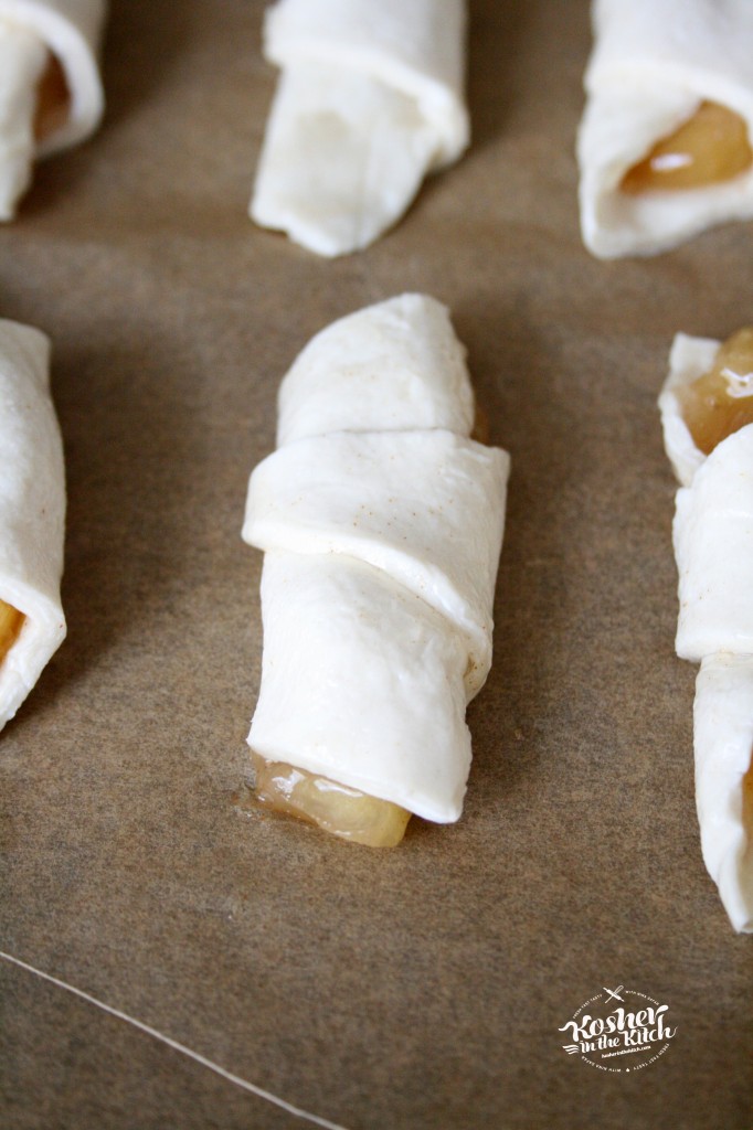 Place rugelach on baking sheet and bake on 350