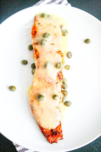 Salmon with Lemon Caper Sauce